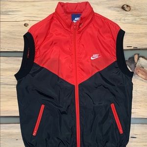 Vintage Nike Nylon Vest With Hideaway Hood Blue Tag Retro Running Windbreaker